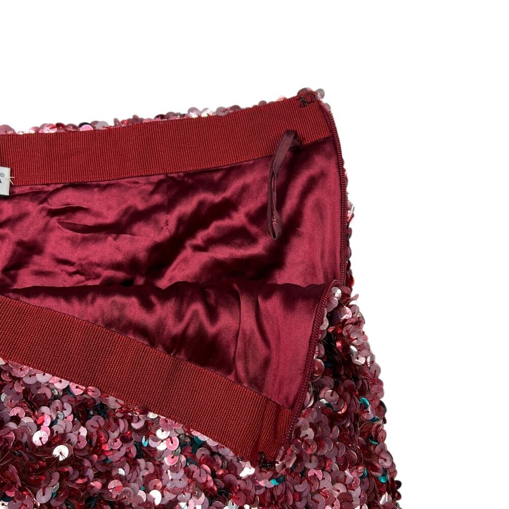 Dolce & Gabbana Authentic Sequin Mini Pencil Skirt Pink Burgundy Womens 42, US 6 - Picture 4 of 7
